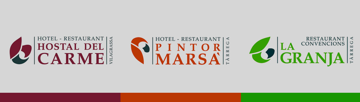Logotips Hostal del Carme, Hotel Pintor Marsà i Restaurant La Granja